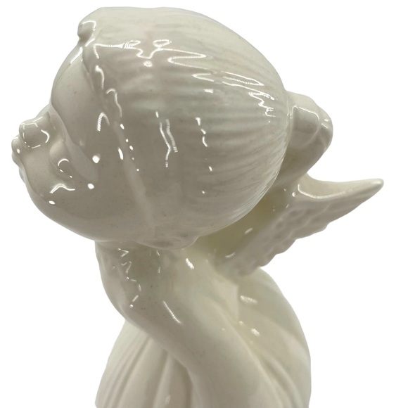 Kissing Angels Pair of Vintage Girl & Boy White Ceramic Angels Dated 1989 7.5"H - Picture 5 of 14